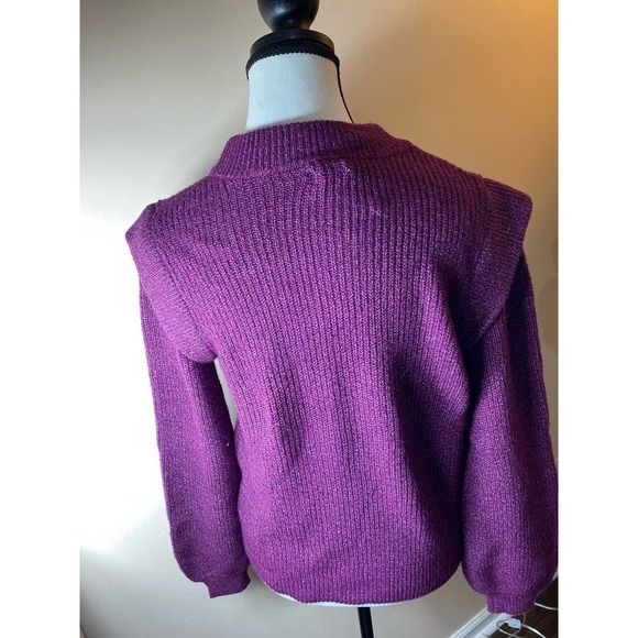 Who What Wear Purple Modern Sweater Shoulder Detail 1980s Inspired Small NEW - Picture 6 of 8